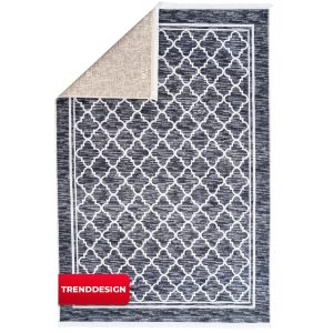 Produktansicht des heySimeon Teppichs in der Farbe Helsinki mit dezentem Muster in Grau-Beige