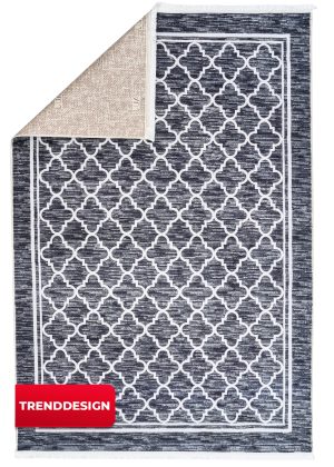Produktansicht des heySimeon Teppichs in der Farbe Helsinki mit dezentem Muster in Grau-Beige