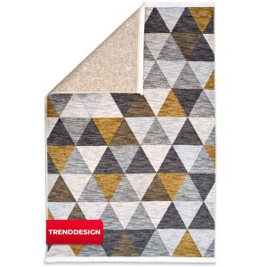 Produktaufnahme des heySimeon Teppichs in der Farbe Kobe mit stilvollem Muster in Hellgrau