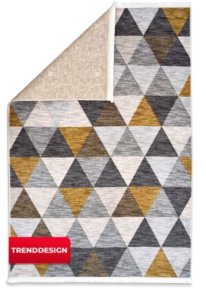 Produktaufnahme des heySimeon Teppichs in der Farbe Kobe mit stilvollem Muster in Hellgrau