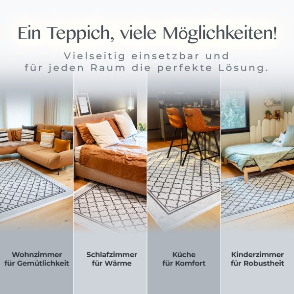 Wohnbeispiele mit dem Teppich Bern: Wohnzimmer, Küche, Kinderzimmer