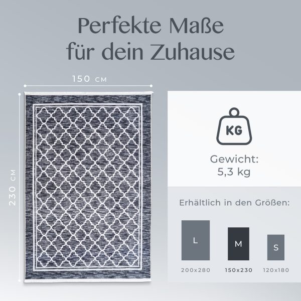 Maß- und Gewichtsangabe für Teppich Helsinki: 150 × 200 cm, ca. 6,3 kg