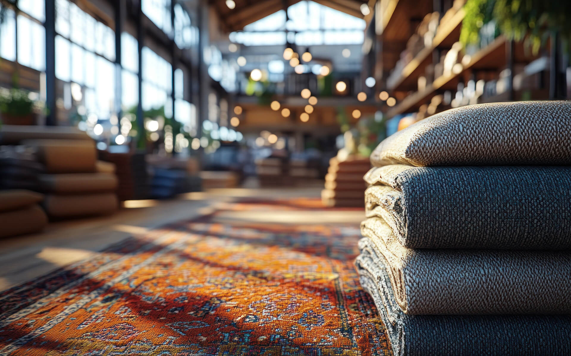 Einkaufshalle für Wohntextilien eines Großhandelsgeschäfts