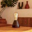 Zavi Dunkelbraune wiederaufladbare LED-Tischlampe – kabellos, dimmbar, 80-Stunden-Akku