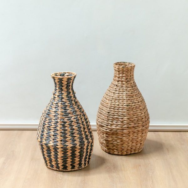 Geflochtene Boho Vase DAYANA schwarz aus Wasserhyazinthe – Bild 5