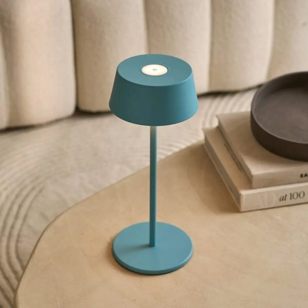Hugo Amsterdams blaue wiederaufladbare Tischlampe aus Eisen – dimmbar, stilvoll und kabellos – Bild 11