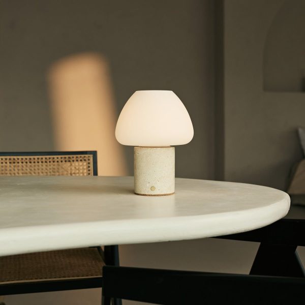Ostade Beige / Travertino Classico - Einzigartige Travertin -wiederaufladbare Tischlampe mit 3 hellen Farben und Dimmfunktion – Bild 5
