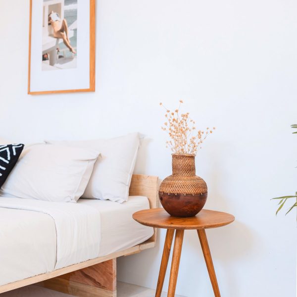 Rattanvase – Holzvase – Vase für Trockenblumen – Kleine Rattanvase – Boho-Dekorvase aus geflochtenem Rattan und Holz (Ø 22 cm) KAMARI braun – Bild 4