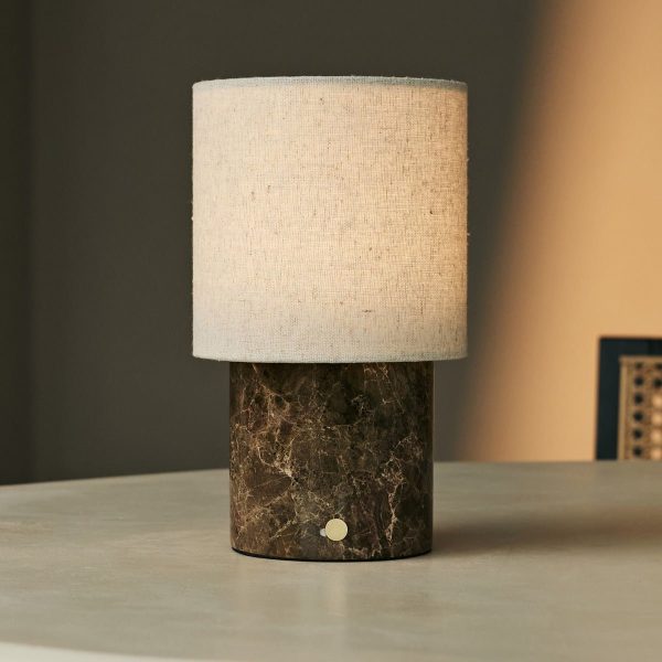 Onoda Brown / EMeperador Dark - Marmor wiederaufladbare Tischlampe - mit austauschbarer Lampenschatten und wiederaufladbarem Design – Bild 2