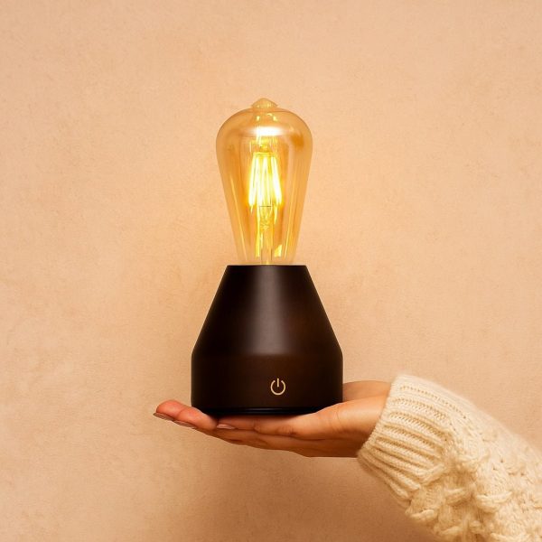 Zavi Dunkelbraune wiederaufladbare LED-Tischlampe – kabellos, dimmbar, 80-Stunden-Akku – Bild 2