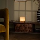 Yce hellbraune schnurlose Holzlampe mit gefrorenem Glas-wiederaufladbar, dimmbar, 100-Stunden-Batterie