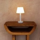 Zoë Weiße wiederaufladbare Tischlampe aus Holz | Kabellos, dimmbar, USB-C, 80-Stunden-Akku