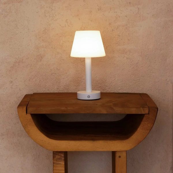 Zoë Weiße wiederaufladbare Tischlampe aus Holz | Kabellos, dimmbar, USB-C, 80-Stunden-Akku – Bild 9