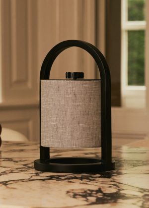 Flussschwarz & grau Holz wiederaufladbare Lampe - dimmbares und schnurloses Licht