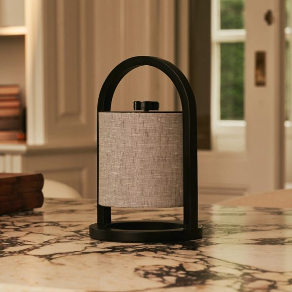 Flussschwarz & grau Holz wiederaufladbare Lampe - dimmbares und schnurloses Licht