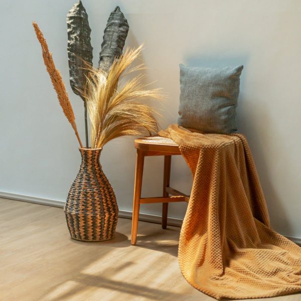 Geflochtene Boho Vase DAYANA schwarz aus Wasserhyazinthe – Bild 2