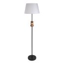 Stehleuchte "ELINA" 155 cm hoch, Ø 38 cm, Metall in Schwarz/Braun, Textilschirm in Weiß, E27