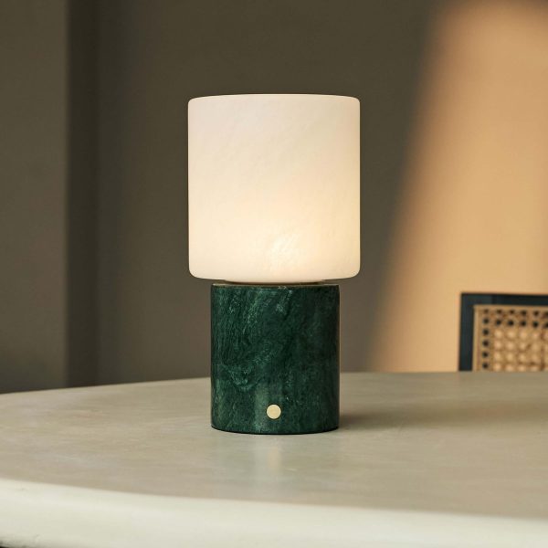 CuYP Green / Verde Alpi - Marmor wiederaufladbare Tischlampe - Schnurlos, USB -wiederaufladbar und bis zu 100 Stunden Laufzeit