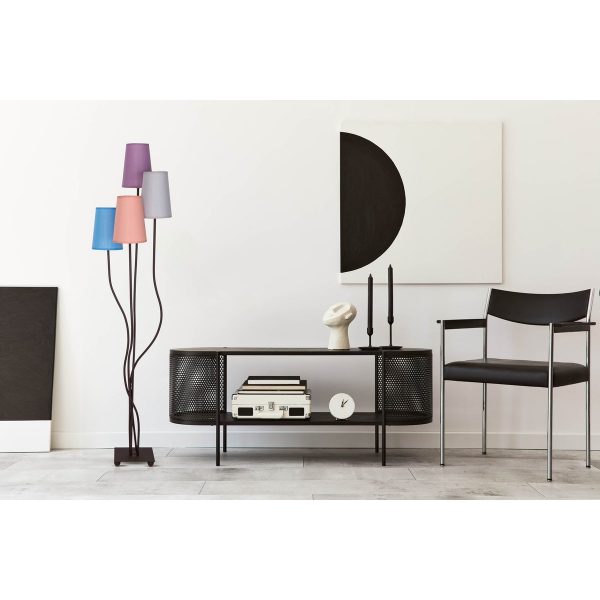 Textilstehleuchte 4-flammig "BOHO" bunt, Stehlampe mit bunten Schirmen, mit E14-Fassung, für Esszimmer, Wohnzimmer, Diele oder Büro, 140 cm hoch – Bild 11