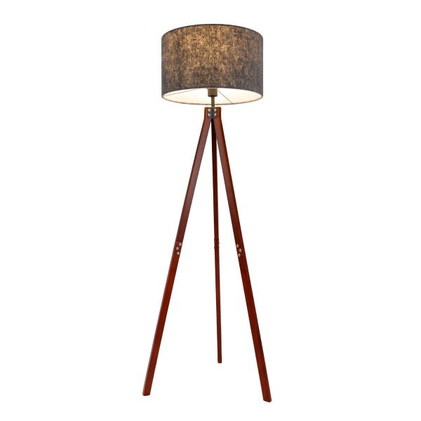 Stehleuchte "FILCO" Ø ca. 45 cm, 147 cm hoch, aus Holz und Kunststoff in Braun und Grau, für E27, für Wohnzimmer, Schlafzimmer und Esszimmer – Bild 7