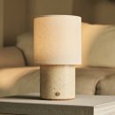 Dou Beige / Travertino Classico - Travertin -wiederaufladbarer Tischlampe - Schnurloses, 3 Lichtmodi und mit läustischer austauschbarer Lampenschirm