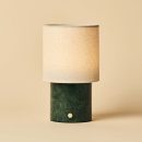Dou Green / Verde Alpi - Marmor wiederaufladbare Tischlampe - Schnurloses, 3 Lichtmodi und mit Wellenlampenschatten mit Leinen
