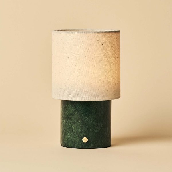 Dou Green / Verde Alpi - Marmor wiederaufladbare Tischlampe - Schnurloses, 3 Lichtmodi und mit Wellenlampenschatten mit Leinen – Bild 6