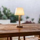 Zoë Weiße wiederaufladbare Tischlampe aus Holz | Kabellos, dimmbar, USB-C, 80-Stunden-Akku
