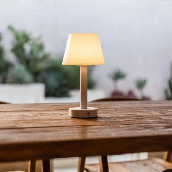 Zoë Weiße wiederaufladbare Tischlampe aus Holz | Kabellos, dimmbar, USB-C, 80-Stunden-Akku – Bild 4