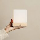 Yce hellbraune schnurlose Holzlampe mit gefrorenem Glas-wiederaufladbar, dimmbar, 100-Stunden-Batterie