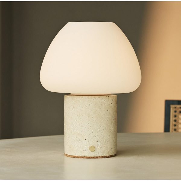 Ostade Beige / Travertino Classico - Einzigartige Travertin -wiederaufladbare Tischlampe mit 3 hellen Farben und Dimmfunktion – Bild 2