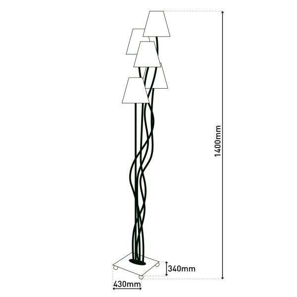 Textilstehleuchte 4-flammig "BOHO" bunt, Stehlampe mit bunten Schirmen, mit E14-Fassung, für Esszimmer, Wohnzimmer, Diele oder Büro, 140 cm hoch – Bild 12