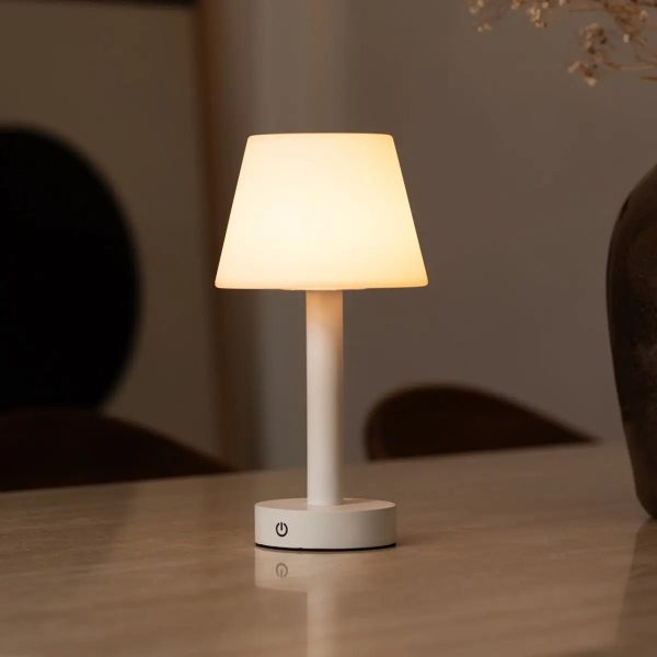 Zoë Weiße wiederaufladbare Tischlampe aus Holz | Kabellos, dimmbar, USB-C, 80-Stunden-Akku – Bild 2