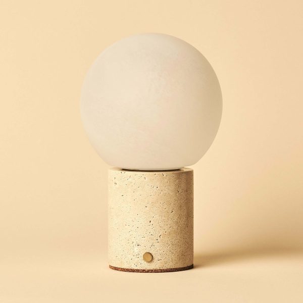Metsu Beige / Travertino Classico - Klassische Travertin -wiederaufladbare Tischlampe mit 3 hellen Farben und Dimmfunktion – Bild 3
