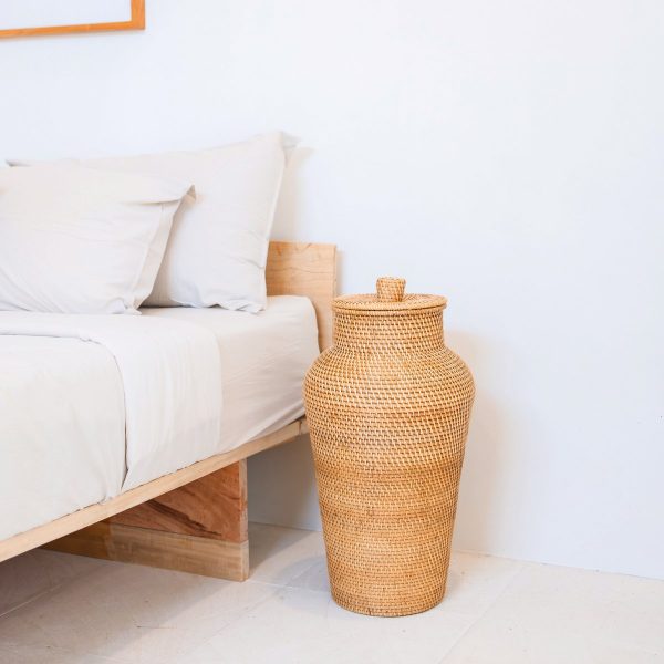 Geflochtene Rattanvase rund – Große Boho Dekovase – Vase hoch & schmal – Bodenvase handgefertigt aus Naturfasern (Ø 30 cm) KIDUNG – Bild 4