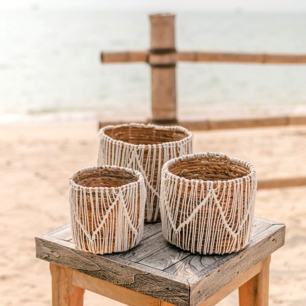 Kleiner Korb aus Seegras ORIS | Runder Blumenkorb | Gewebter Boho-Korb | Pflanzenkorb | Pflanzer | Makramee-Korb – Bild 2