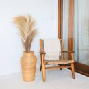 Geflochtene Rattanvase rund – Große Boho Dekovase – Vase hoch & schmal – Bodenvase handgefertigt aus Naturfasern (Ø 30 cm) KIDUNG
