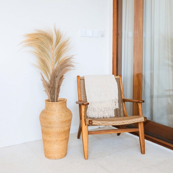 Geflochtene Rattanvase rund – Große Boho Dekovase – Vase hoch & schmal – Bodenvase handgefertigt aus Naturfasern (Ø 30 cm) KIDUNG – Bild 2