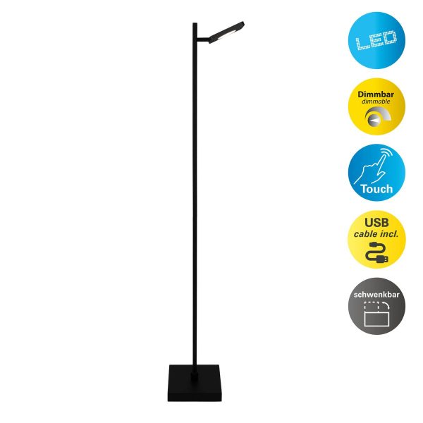 LED Akku-Stehleuchte "LUPA", 135 cm hoch, Aluminium schwarz und Kunststoff, integrierte LEDs, 2400 lm, dimmbar, CCT-Funktion, 3000-6500 K, RGB-Lichtwechsler – Bild 2