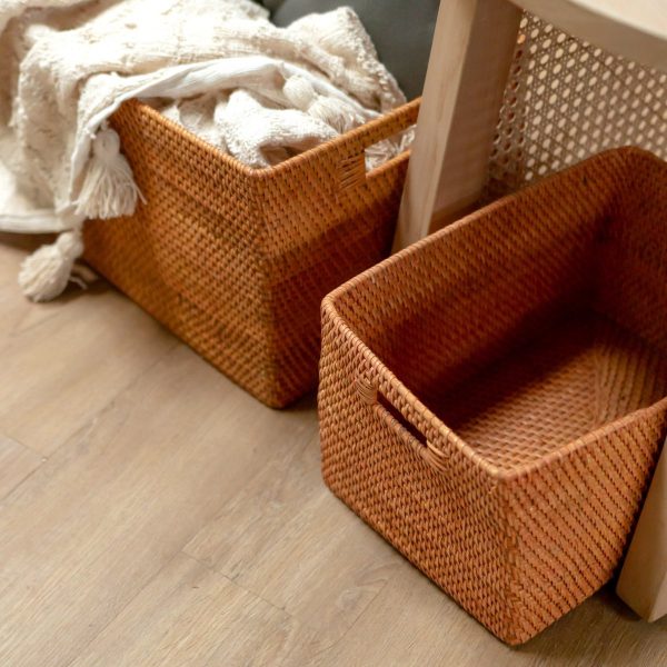 Regalkorb aus Rattan Zeitungskorb Aufbewahrungskorb Braun Handgeflochtener Dekokorb WARSA (3 Größen) – Bild 6