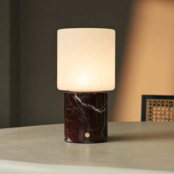 Cuyp Red / Rosso Levanto - Marmor wiederaufladbare Tischlampe - Schnurlos, USB -wiederaufladbar und bis zu 100 Stunden Laufzeit
