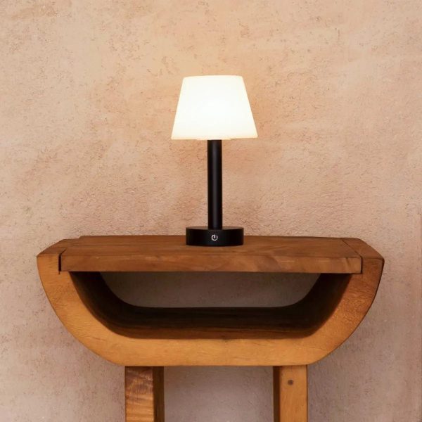 Zoë schwarze wiederaufladbare Tischlampe aus Holz | Dimmbar und tragbar | 80 Stunden Akkulaufzeit – Bild 9