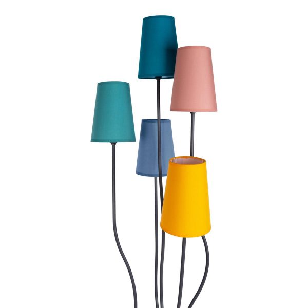 Stehleuchte 5-flammig "COLORA", Stehlampe mit bunten Textilschirmen, 5x E14-Fassung, für Esszimmer, Wohnzimmer, Diele oder Büro, 163 cm hoch – Bild 10