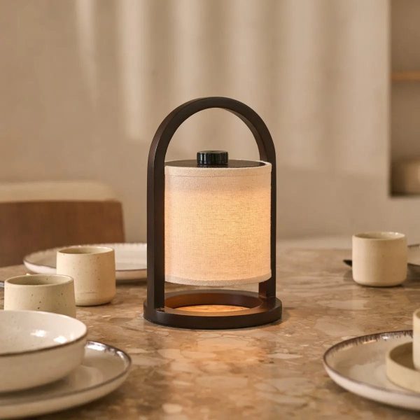 River Dunkelbraune kabellose Holzlampe – wiederaufladbar und dimmbar – Bild 5