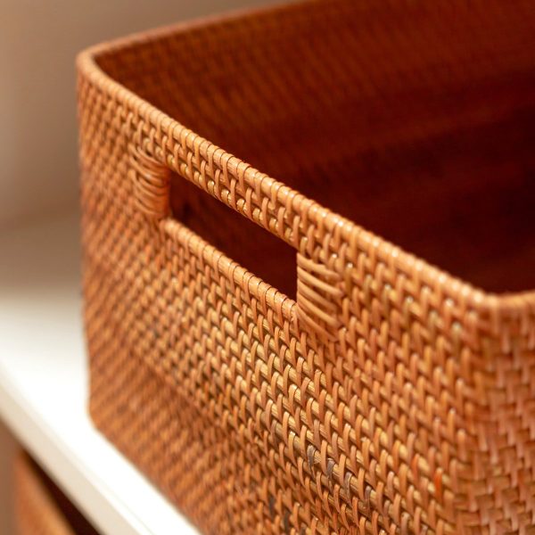 Regalkorb aus Rattan Zeitungskorb Aufbewahrungskorb Braun Handgeflochtener Dekokorb WARSA (3 Größen) – Bild 3