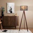 Stehleuchte "FILCO" Ø ca. 45 cm, 147 cm hoch, aus Holz und Kunststoff in Braun und Grau, für E27, für Wohnzimmer, Schlafzimmer und Esszimmer