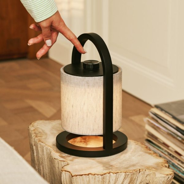 Flussschwarz & grau Holz wiederaufladbare Lampe - dimmbares und schnurloses Licht – Bild 6