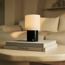 Dou Black / Nero Marquina - Marmor wiederaufladbare Tischlampe - Schnurloses, 3 Lichtmodus und mit Leinen austauschbarer Lampenschirm