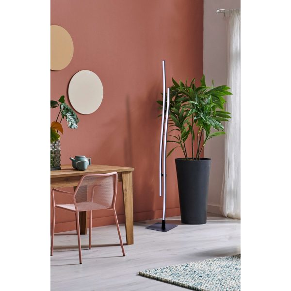 LED Stehleuchte "ONDA" h: 130cm, Stehleuchte, Metall und Kunststoff in Schwarz, integrierte LED, Beleuchtung für Wohnzimmer, Esszimmer oder Büro – Bild 11