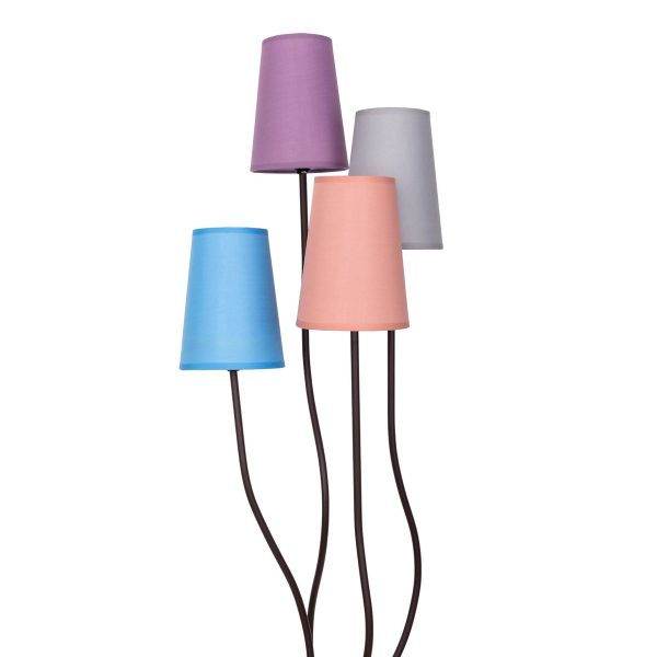 Textilstehleuchte 4-flammig "BOHO" bunt, Stehlampe mit bunten Schirmen, mit E14-Fassung, für Esszimmer, Wohnzimmer, Diele oder Büro, 140 cm hoch – Bild 8